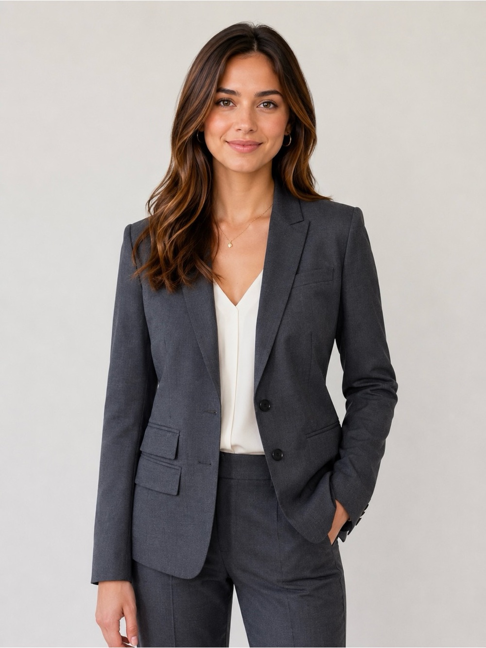 BOSS Hugo Boss Gray Wool Blend Tailored Blazer US 4
